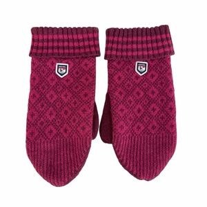 HESTRA burgundy wool knit mittens size 8